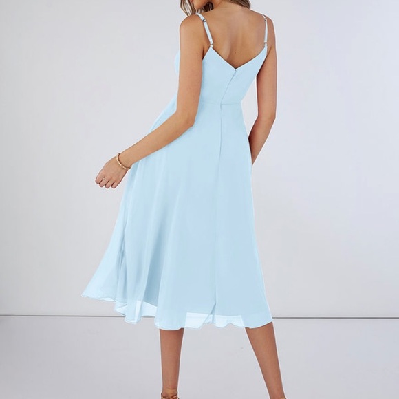 Azazie Sky Blue Clarissa Midi Dress - Picture 2 of 3